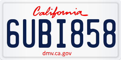 CA license plate 6UBI858