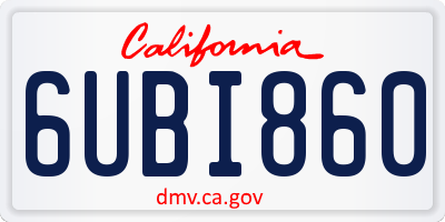 CA license plate 6UBI860