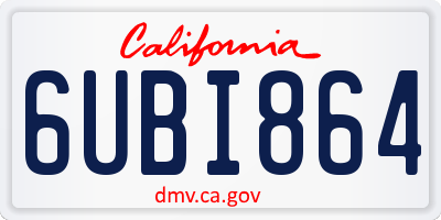 CA license plate 6UBI864