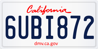 CA license plate 6UBI872