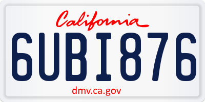 CA license plate 6UBI876