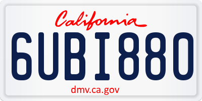 CA license plate 6UBI880