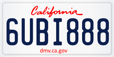 CA license plate 6UBI888
