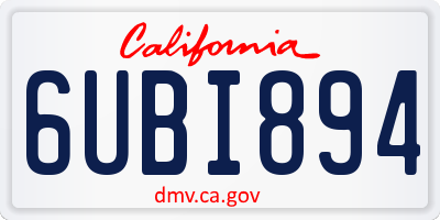 CA license plate 6UBI894