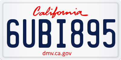 CA license plate 6UBI895