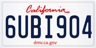 CA license plate 6UBI904