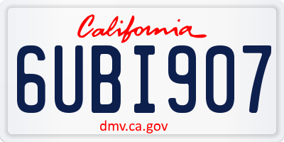 CA license plate 6UBI907