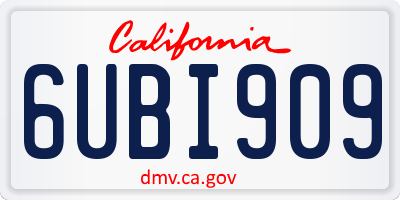 CA license plate 6UBI909