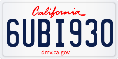 CA license plate 6UBI930