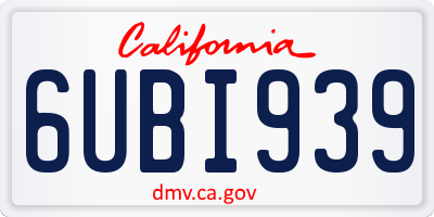 CA license plate 6UBI939