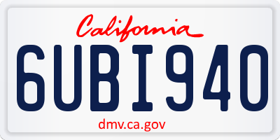 CA license plate 6UBI940