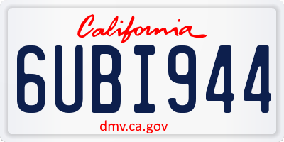 CA license plate 6UBI944