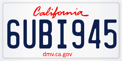 CA license plate 6UBI945