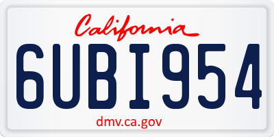 CA license plate 6UBI954