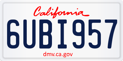 CA license plate 6UBI957