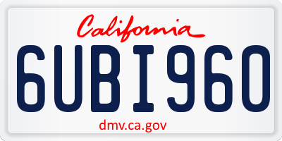 CA license plate 6UBI960