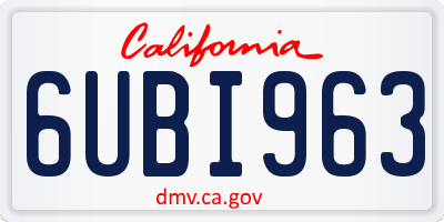 CA license plate 6UBI963