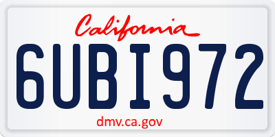 CA license plate 6UBI972