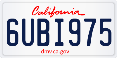 CA license plate 6UBI975