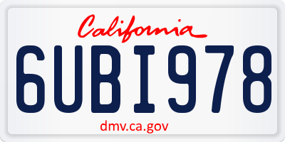 CA license plate 6UBI978