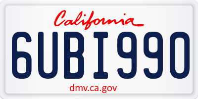 CA license plate 6UBI990