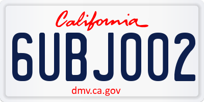 CA license plate 6UBJ002