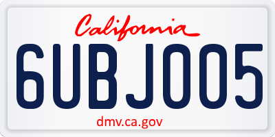 CA license plate 6UBJ005