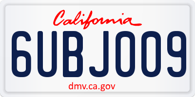 CA license plate 6UBJ009