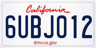 CA license plate 6UBJ012