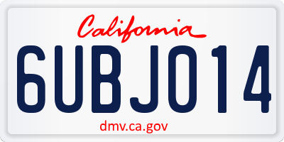 CA license plate 6UBJ014