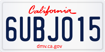 CA license plate 6UBJ015