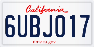 CA license plate 6UBJ017