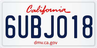 CA license plate 6UBJ018