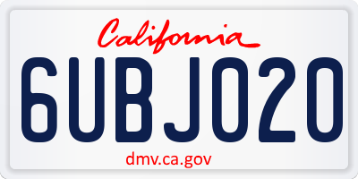 CA license plate 6UBJ020