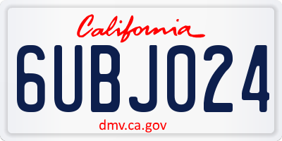 CA license plate 6UBJ024