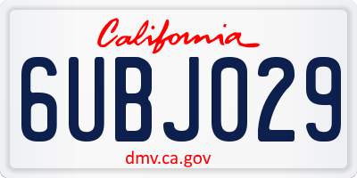 CA license plate 6UBJ029
