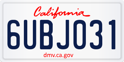 CA license plate 6UBJ031
