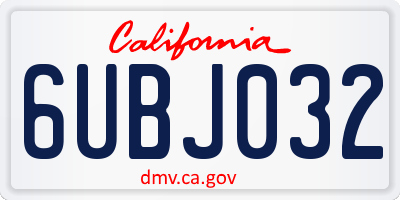 CA license plate 6UBJ032