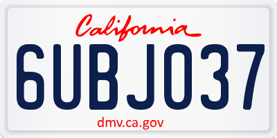 CA license plate 6UBJ037