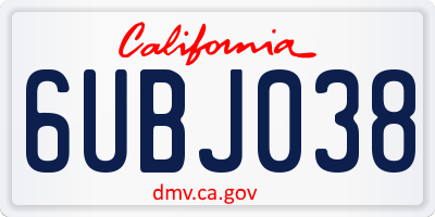 CA license plate 6UBJ038
