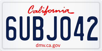 CA license plate 6UBJ042