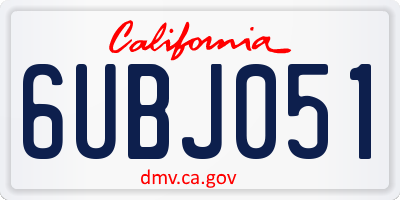 CA license plate 6UBJ051