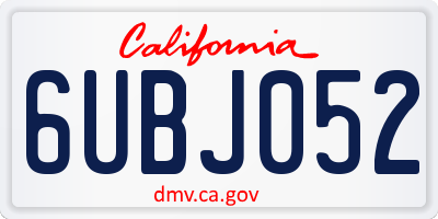 CA license plate 6UBJ052