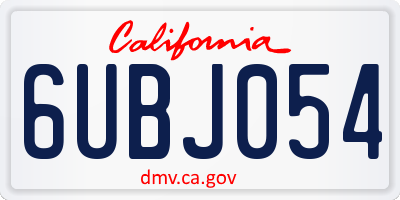 CA license plate 6UBJ054
