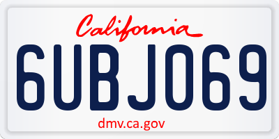 CA license plate 6UBJ069