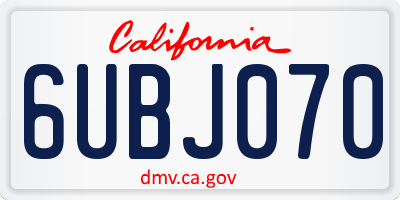 CA license plate 6UBJ070