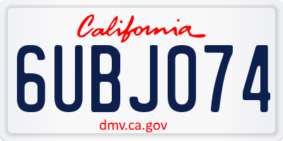CA license plate 6UBJ074