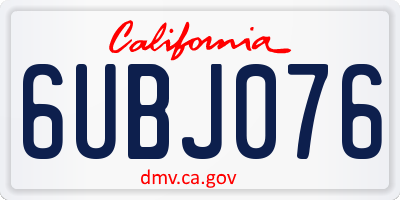 CA license plate 6UBJ076