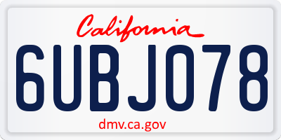 CA license plate 6UBJ078