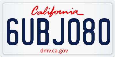 CA license plate 6UBJ080